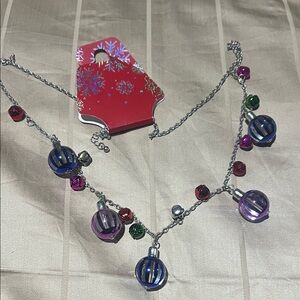 Kohl's Silver Necklace with Blue, Purple, and Green Accents